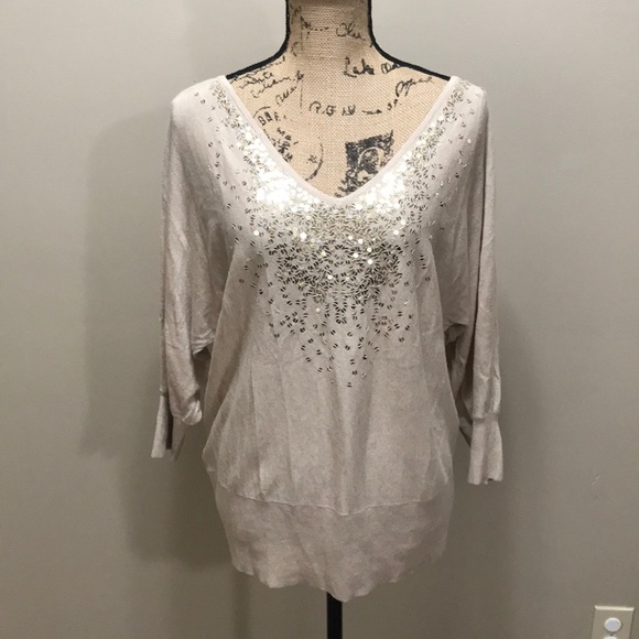 Sold {WHBM} Sequin Cashmere V Front & Back Sweater - Picture 5 of 9